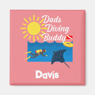 Vater tauchen Buddy Design - Square Magnet