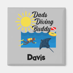 Vater tauchen Buddy Design - Square Magnet