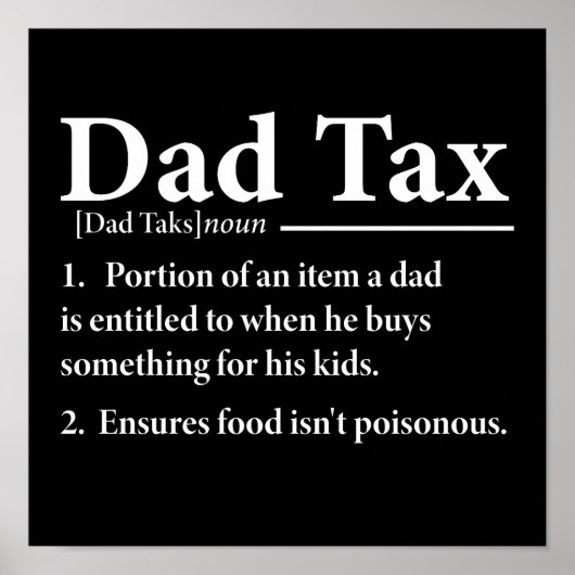 Vater Tax Definition Funny Daddy Sarcastic Poster (Vorne)