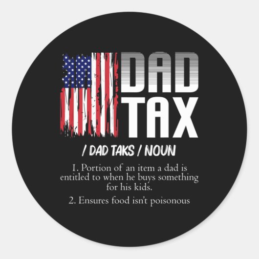 Vater Tax Definition Funny Vathday Runder Aufkleber (Vorderseite)