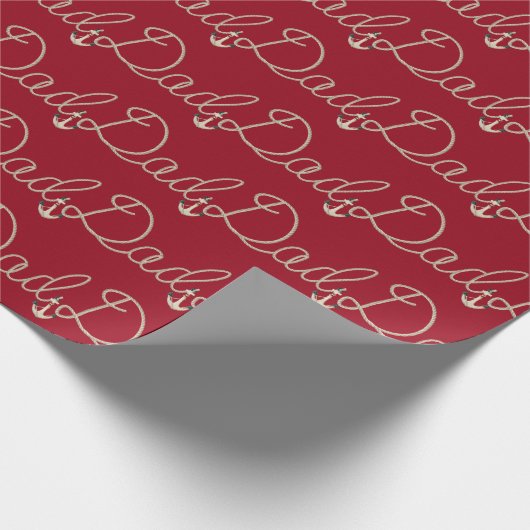 Vater-Text im Design des nautischen Seils Geschenkpapier (Ecke)