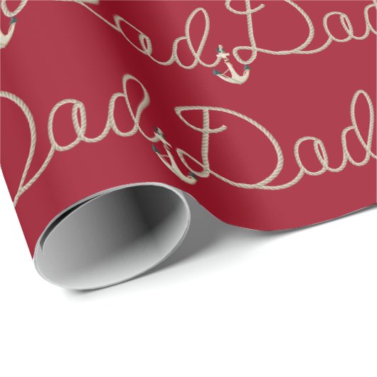 Vater-Text im Design des nautischen Seils Geschenkpapier (Rolleneckpunkt)