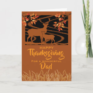 Vater Thanksgiving Hirsch auf Feld Herbstlaub Karte