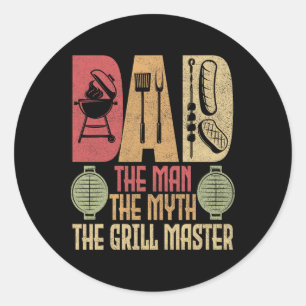 Vater The Man The Myth The Grill Master Grillen Pa Runder Aufkleber