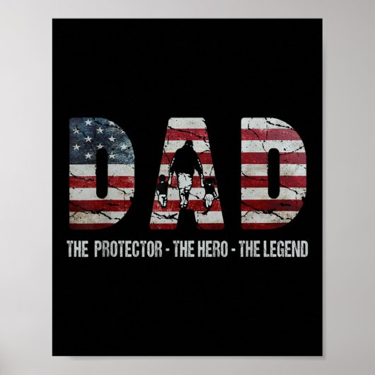 Vater The Protector Hero Legend American Flag Vate Poster (Vorne)