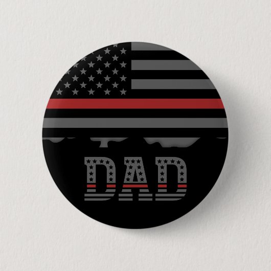 Vater Thin Red Line Feuerwehrmann Vater Geschenke Button (Vorderseite)