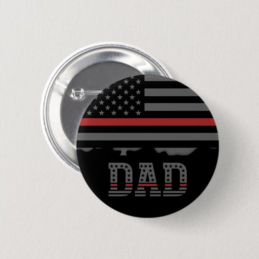 Vater Thin Red Line Feuerwehrmann Vater Geschenke Button (Vorne & Hinten)