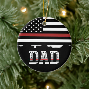Vater Thin Red Line Feuerwehrmann Vater Geschenke Keramik Ornament