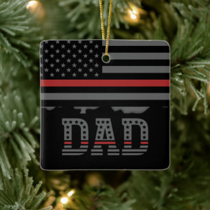 Vater Thin Red Line Feuerwehrmann Vater Geschenke Keramikornament