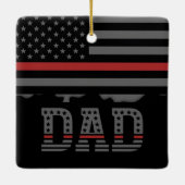 Vater Thin Red Line Feuerwehrmann Vater Geschenke Keramikornament (Rückseite)