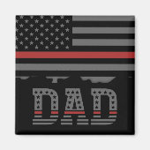 Vater Thin Red Line Feuerwehrmann Vater Geschenke Magnet (Vorne)
