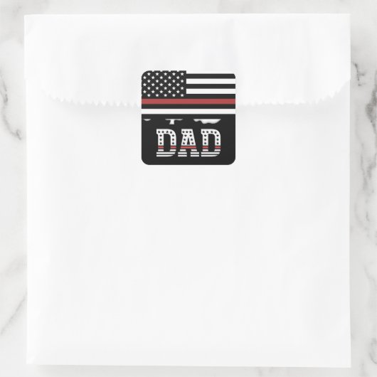 Vater Thin Red Line Feuerwehrmann Vater Geschenke Quadratischer Aufkleber (Tasche)