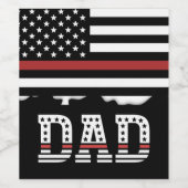 Vater Thin Red Line Feuerwehrmann Vater Geschenke Weinetikett (Einzelnes Label)