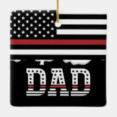 Vater Thin Red Line Firefighter Vater Geschenk Keramikornament (Rückseite)