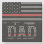 Vater Thin Red Line Firefighter Vater Geschenk Steinuntersetzer (Vorderseite)