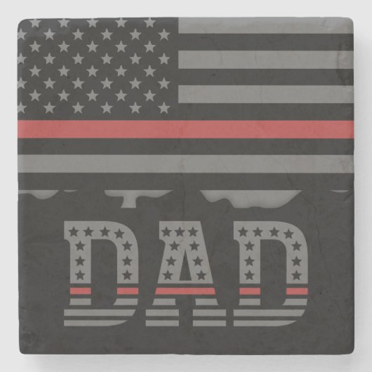 Vater Thin Red Line Firefighter Vater Geschenk Steinuntersetzer (Vorderseite)
