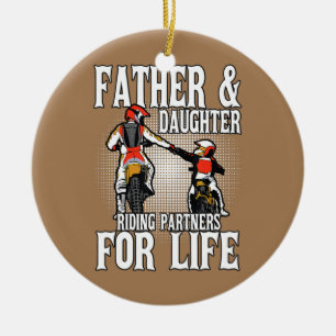 Vater-Tochter-Fahrpartner Moto-Dirt-Bike Keramik Ornament