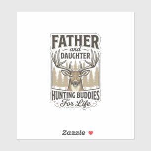 Vater-Tochter-Jagdbegleiter Hirsch-Shirt-Design_ Aufkleber