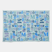 Vater Typografie Blue Word Art Collage GRILLEN Pub Geschirrtuch (Horizontal)