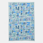 Vater Typografie Blue Word Art Collage GRILLEN Pub Geschirrtuch (Vertikal)