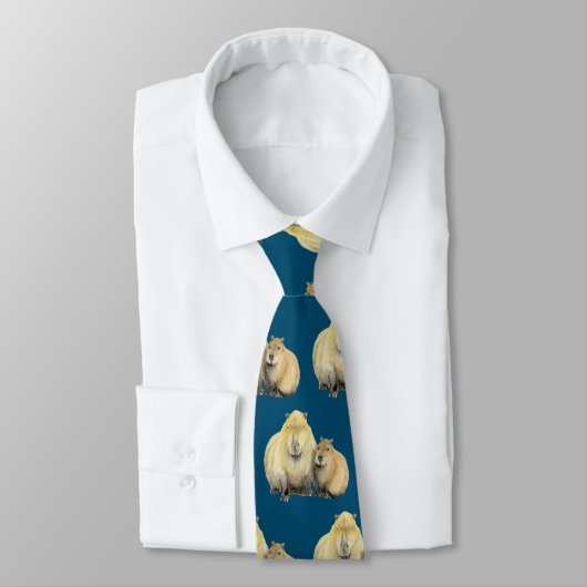 Vater und Baby Capybara Neck Tie Krawatte (Gebunden)