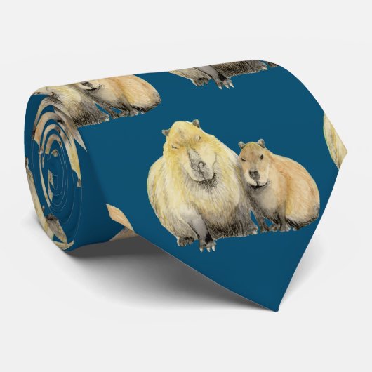 Vater und Baby Capybara Neck Tie Krawatte (Gerollt)