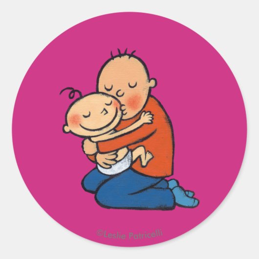 Vater und Baby-Umarmung Runder Aufkleber (Vorderseite)
