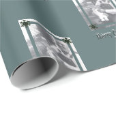 Vater und Kind Foto Frohe Weihnachten Vater Grün Geschenkpapier (Rolleneckpunkt)