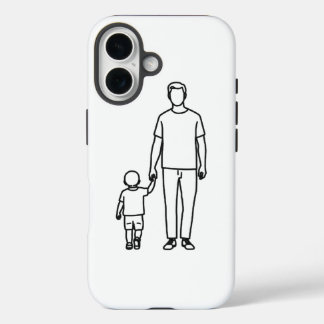 Vater-und-Kind-Linienkunst Minimalistisches iPhone 16 Hülle