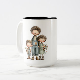 Vater-und-Kinder-individualisierter-Vatertags-Bech Zweifarbige Tasse