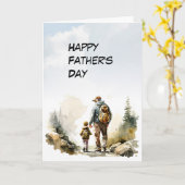 Vater- und Kinderrückpacker Vatertag Karte (Gelbe Blume)