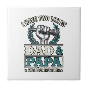Vater Und Papa Rock-Titel Vintage-Mikrofon-Shirt_ Fliese