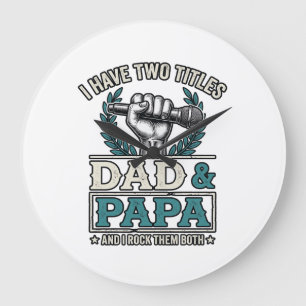 Vater Und Papa Rock-Titel Vintage-Mikrofon-Shirt_ Große Wanduhr