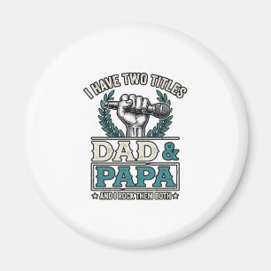 Vater Und Papa Rock-Titel Vintage-Mikrofon-Shirt_ Magnet
