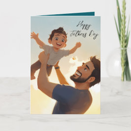 Vater und sein Sohn spielen Vatertag Faltkarte Karte