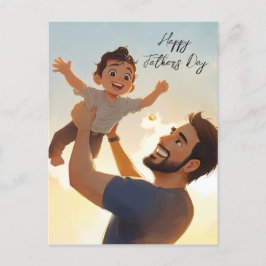 Vater und sein Sohn spielen Vatertag Faltkarte Postkarte