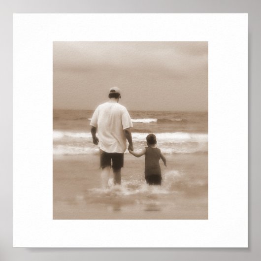 Vater und Sohn am Strand Poster (Vorne)