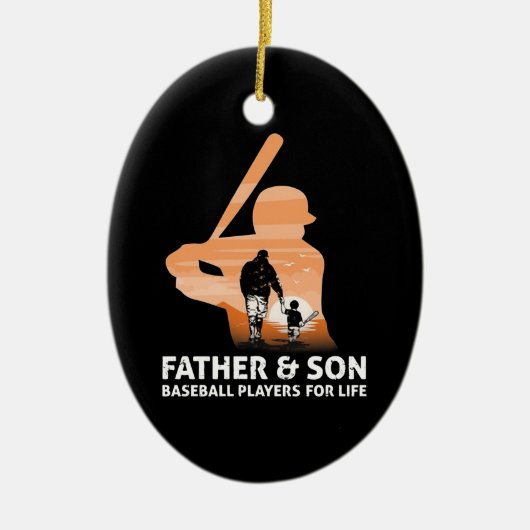Vater und Sohn Baseball Spieler für das Leben Keramik Ornament (Vorne)
