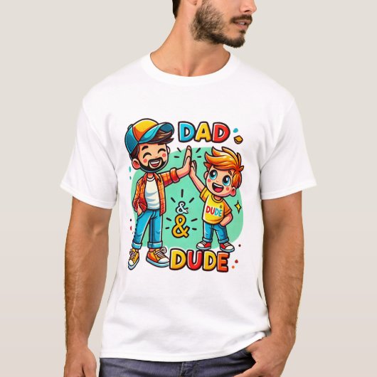 Vater und Sohn Cartoon Spaß Vater-Sohn Matching T-Shirt (Vorderseite)