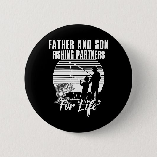 Vater und Sohn, der für sein Leben als Fischereipa Button (Vorderseite)