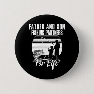 Vater und Sohn, der für sein Leben als Fischereipa Button
