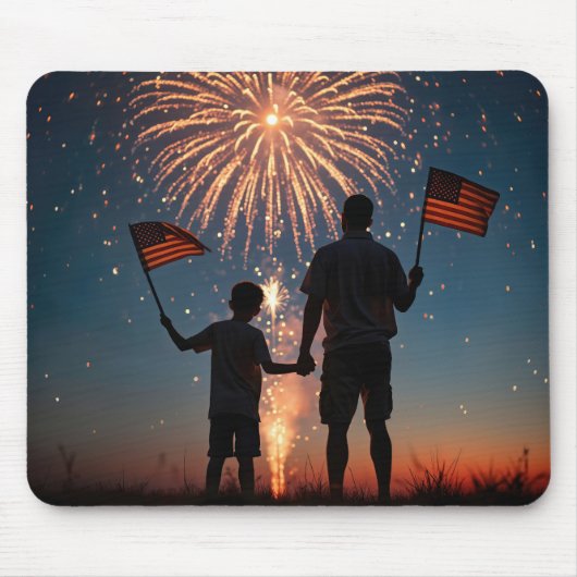 Vater und Sohn, die amerikanische Flaggen halten Mousepad (Vorne)
