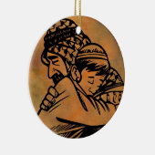 Vater und Sohn, die inspirierende Kunst annehmen Keramikornament (Rechts)