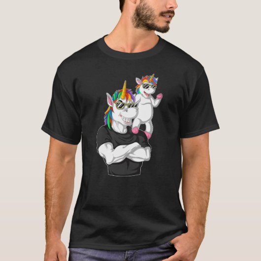 Vater und Sohn Einhorn T-Shirt (Vorderseite)