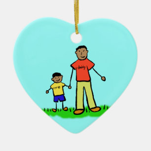 Vater-und-Sohn-Familienfiguren als individuelle Or Keramikornament
