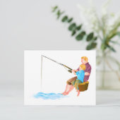 Vater und Sohn fischen Postkarte (Stehend Vorderseite)