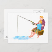 Vater und Sohn fischen Postkarte (Vorne/Hinten)
