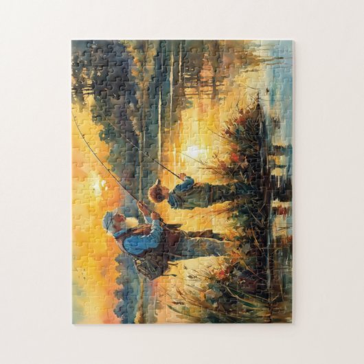Vater und Sohn fischen Puzzle (Vertikal)