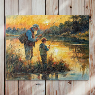 Vater und Sohn fischen Puzzle