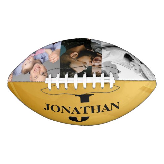Vater-und-Sohn-Fotodesign mit schwarzer Initiale Football (Vorderseite)